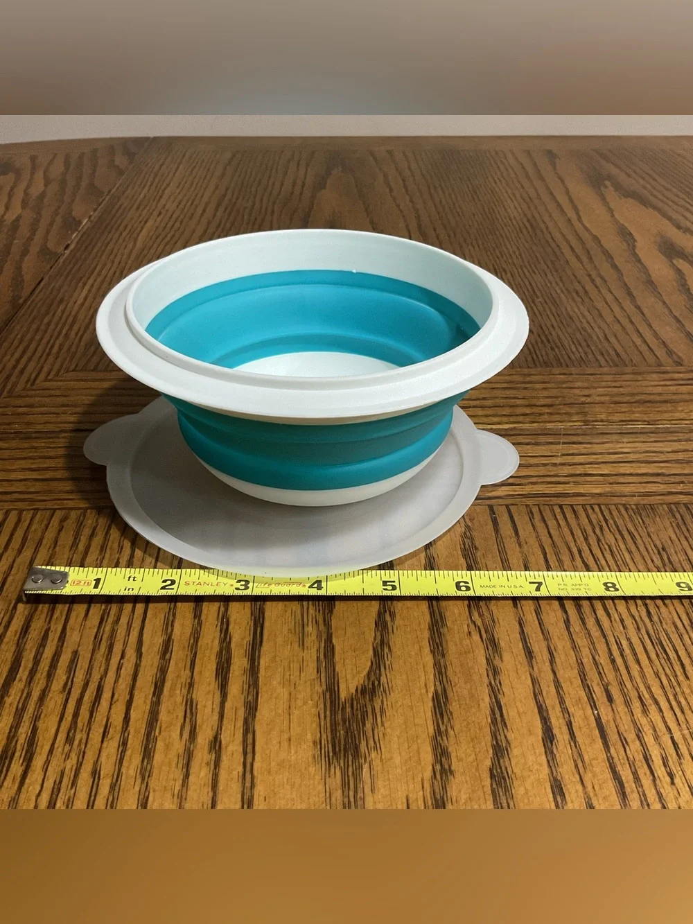 Collapsible Silicone Snack Bowls - Teal & White (Set of 2)